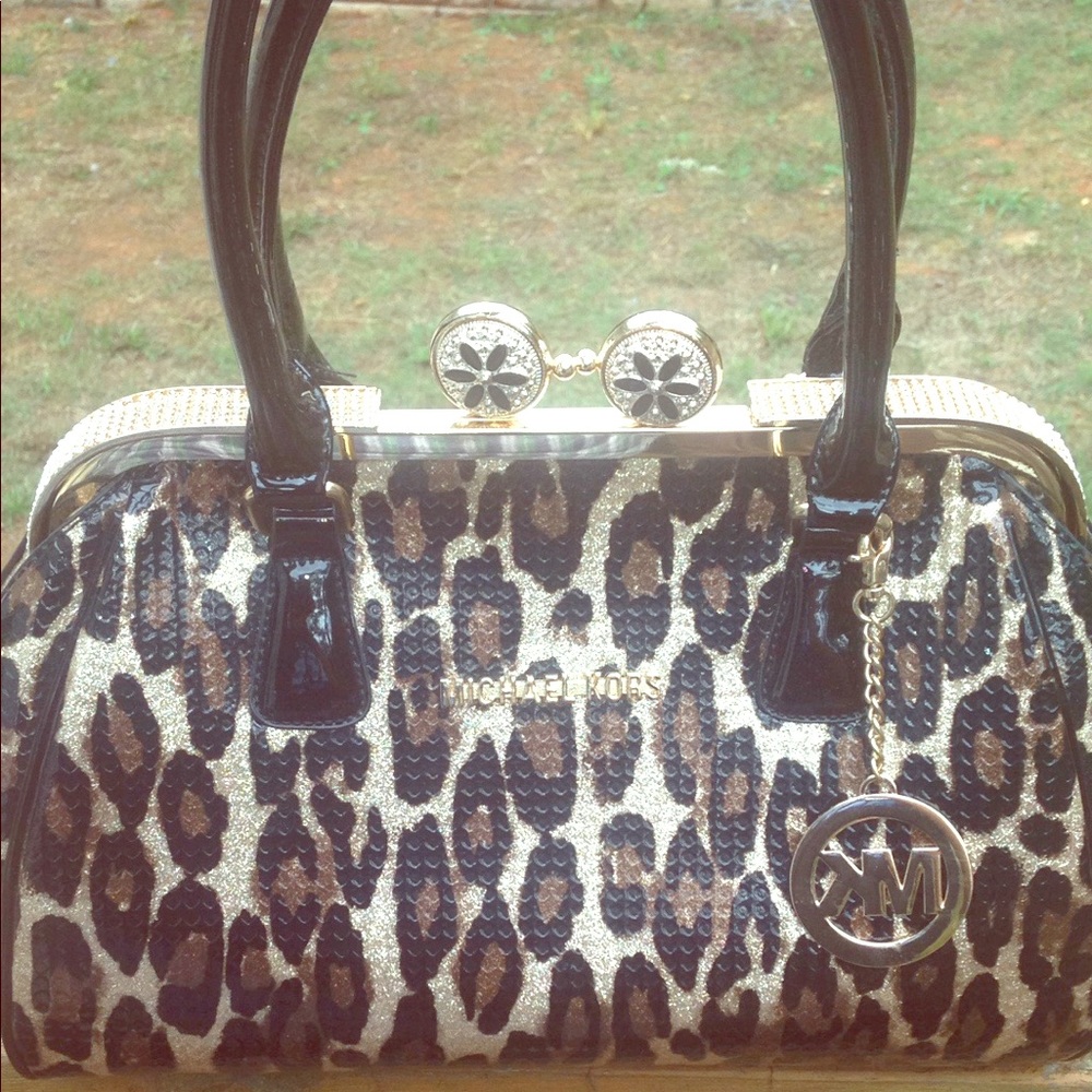 Leopard Print MK Brand Purse